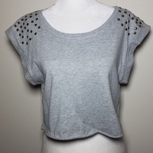 NWOT|Grey Studded Crop Top, SMALL - Picture 1 of 6